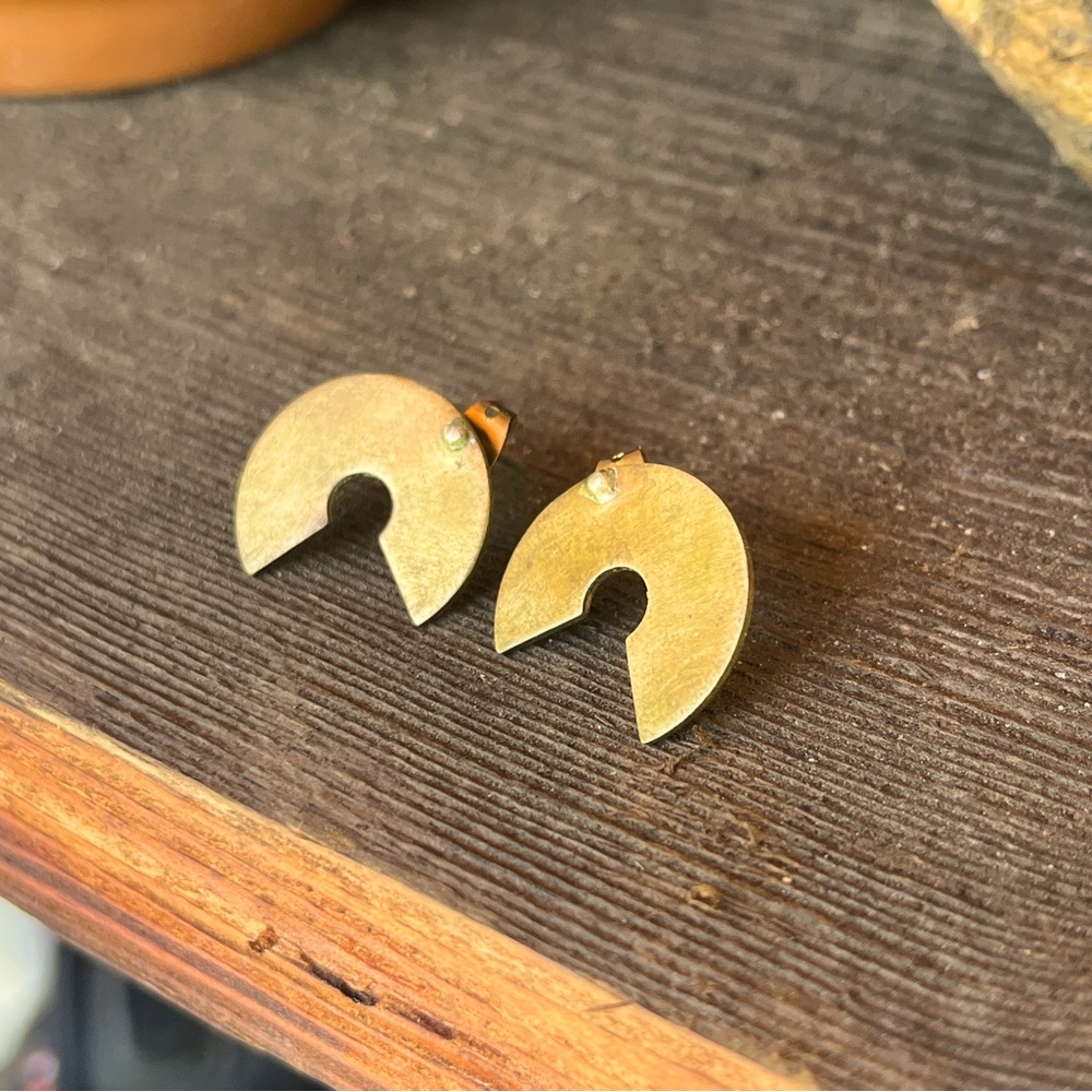 Antique Brass/Gold Geometric Stud Earrings